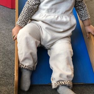 2 piece leopard overalls with long sleeve shirt